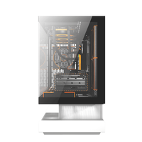 صندوق الحاسوب CASE Dark Flash F1 Flatron Micro ATX، هيكل ألعاب بانورامي عائم 270 درجة، يدعم الاتصال الخلفي، 3 مراوح ARGB PWM، أسود/أبيض
