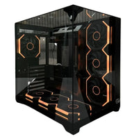 كيس كمبيوتر الألعاب GTW Titan X السوداء (برج متوسط) - مع 7 مراوح RGB