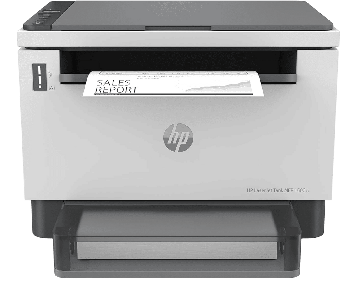 HP LaserJet Tank MFP 1602w Mono Laser Printer, Print/Copy/Scan, 22 ppm, Wi-Fi, Ethernet, USB, Reloadable Toner, (2R3E8A)