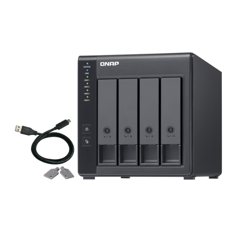 QNAP TR-004 4-Bay USB Type-C Direct Attached Storage (DAS), Hardware RAID 0/1/5/10, USB 3.2 Gen 1, (TR-004)