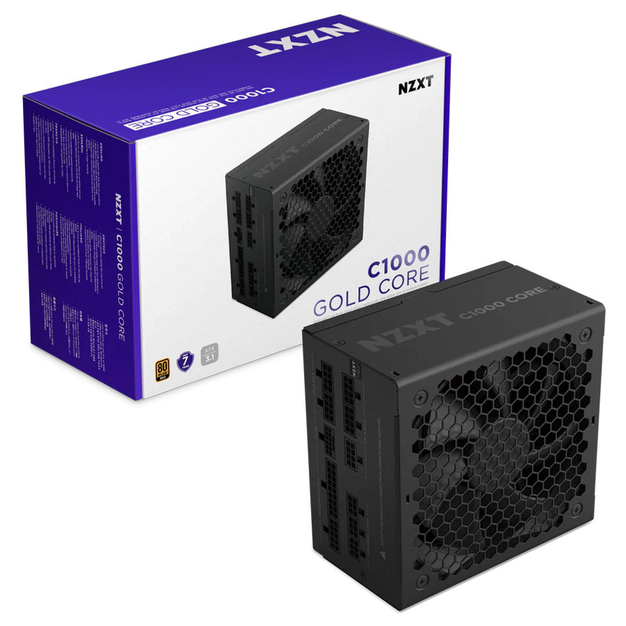 NZXT C1000 Gold Core Power Supply, 1000W, 80 PLUS Gold, Fully Modular, ATX 3.1, PCIe 5.1 Ready, Black, (PA-0G3BB-UK)
