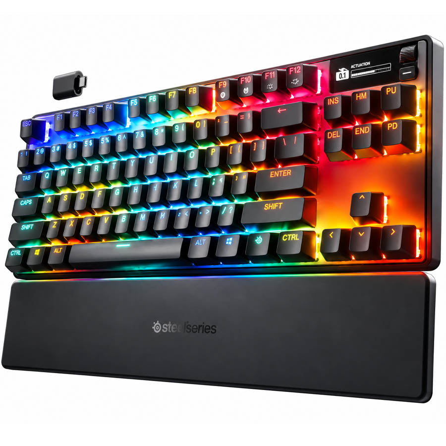 SteelSeries Apex Pro TKL Wireless Gen 3 Gaming Keyboard, OmniPoint 3.0 Adjustable HyperMagnetic Switches, Rapid Trigger, 2.4GHz/Bluetooth/USB-C, OLED, RGB, (64871)