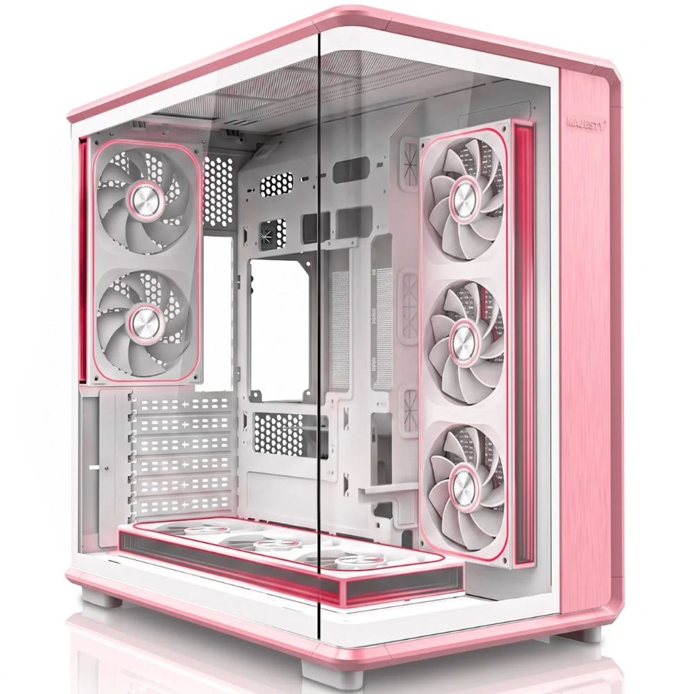 MAJESTY TITAN CASE-223 Mid Tower Gaming Case - 8 ARGB Infinity Fans, 360mm Radiator Support, USB Type-C, Pink