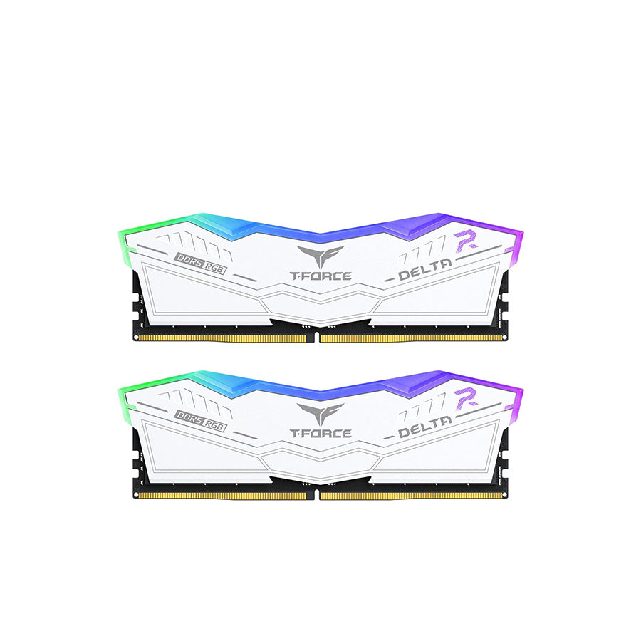 TEAMGROUP T-Force DELTA RGB 64GB (2x32GB) DDR5 6400MHz CL40 Desktop Memory, White, (FF4D564G6400HC40BDC01)