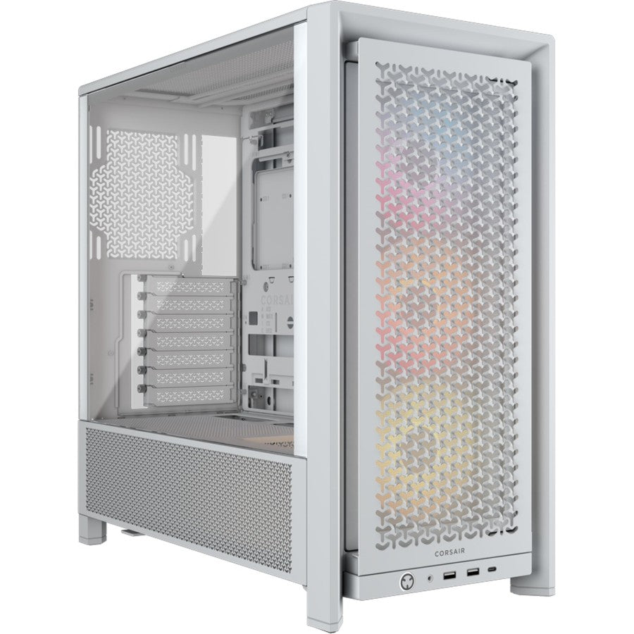 Corsair FRAME 4000D RS ARGB Mid-Tower ATX PC Case, 3x RS120 ARGB Fans, Tempered Glass, USB-C, White, (CC-9011297-WW)