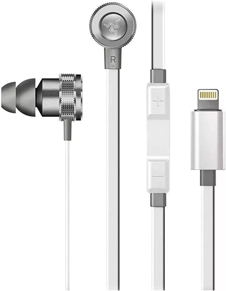 Razer Hammerhead for iOS Mercury White earbuds front view