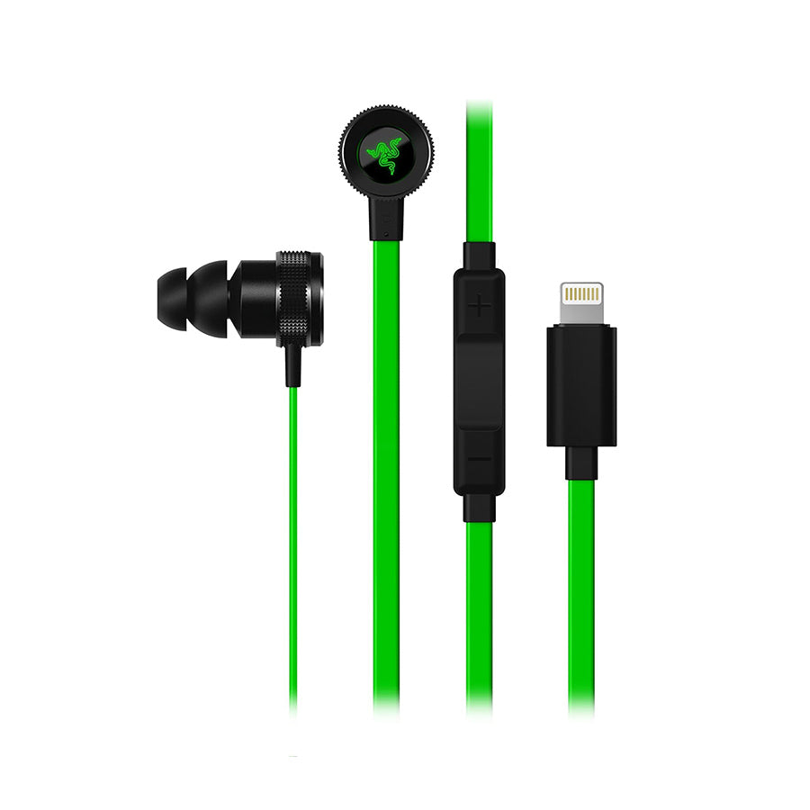 Razer Hammerhead for iOS Black/Green earbuds front view