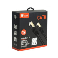 ASA CAT8 shielded patch cable 15m black front view