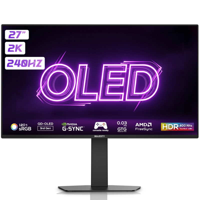 MAJESTY GAMING Monitor MAS1-272K626 27" 2K QHD, OLED, 240Hz OLED, 0.3ms, GTG Bult in Speaker