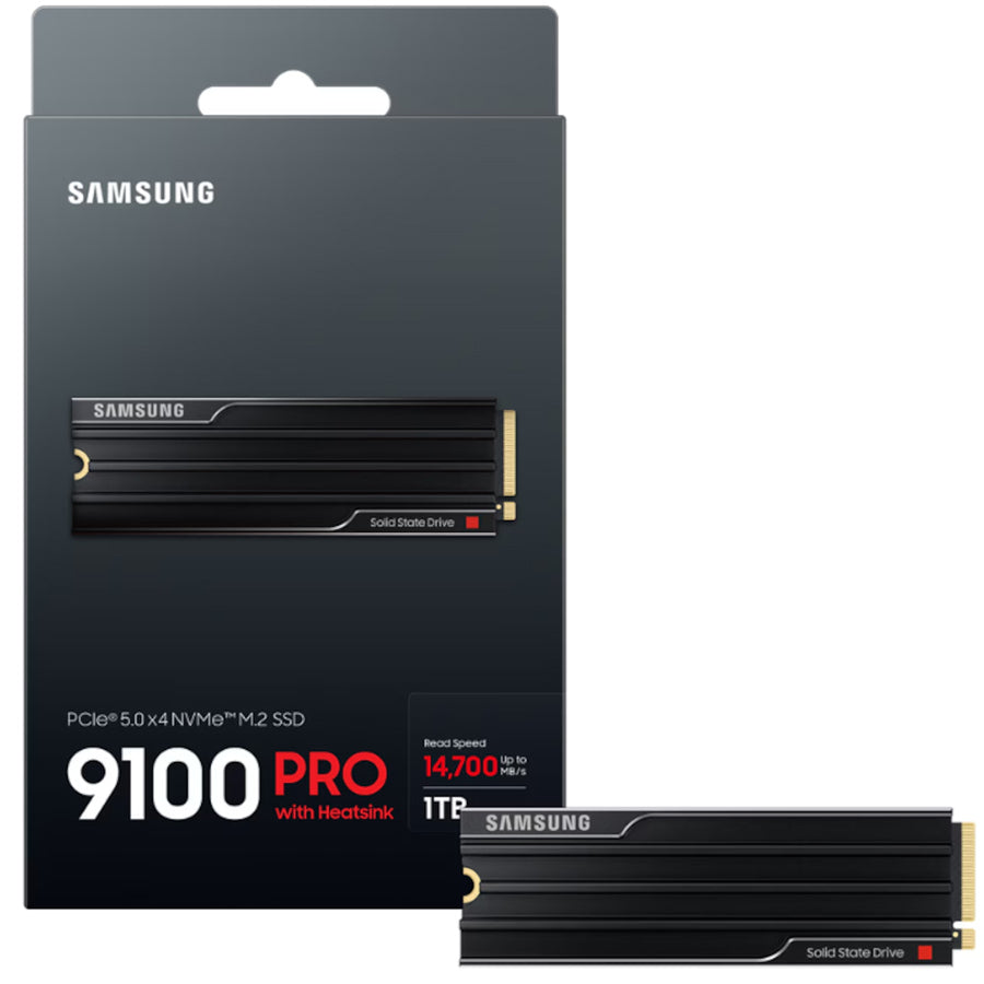 Samsung 9100 PRO 1TB with Heatsink front view