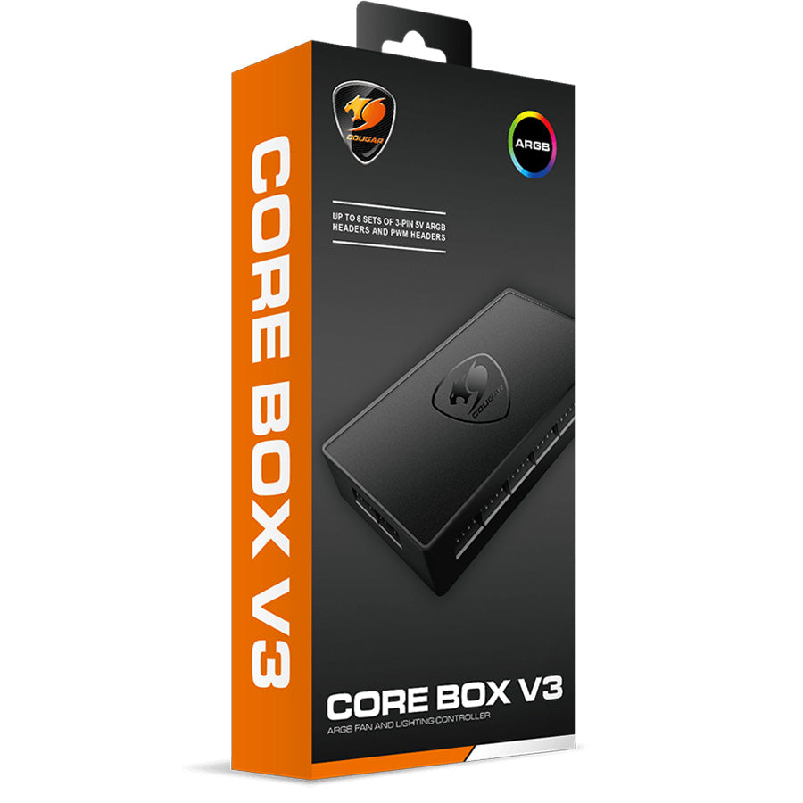 Cougar CORE BOX V3 fan and ARGB hub front view
