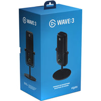 Elgato Wave:3 MK.2 USB Condenser Microphone, 24-bit/48kHz, Cardioid, Clipguard 2.0, USB-C, Black, (10MAO9901)