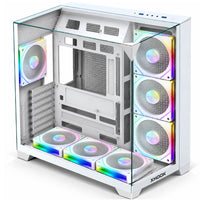 HOOK O11 VISION Mid-Tower Gaming PC Case, 7x ARGB Fans Included, 3-Sided Tempered Glass, White, (HK-GC-O11V-WHT)