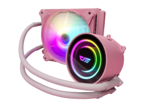 darkFlash Twister DX120 ARGB Pink 120mm AIO cooler front view