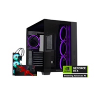 كمبيوتر ألعاب مزود بمعالج رسومات GeForce RTX 5080، ومعالج Intel i7، وذاكرة وصول عشوائي 32 جيجابايت DDR5، وقرص SSD بسعة 2 تيرابايت، ونظام تبريد سائل، وواي فاي. 