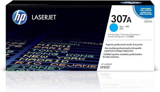 HP 307A Cyan Original LaserJet Toner Cartridge, ~7,300 Pages, for Color LaserJet Professional CP5225, (CE741A)