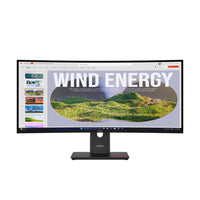 شاشة Lenovo ThinkVision T34WD-40، بحجم 34 بوصة، لوحة VA منحنية فائقة الاتساع بدقة QHD، بتردد 120 هرتز، زمن استجابة 4 مللي ثانية