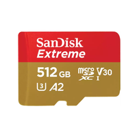 SanDisk Creator microSDXC Memory Card 512GB, Up to 190MB/s, UHS-I, U3, V30, A2, with SD Adapter, (SDSQXAV-512G-IN6MS)