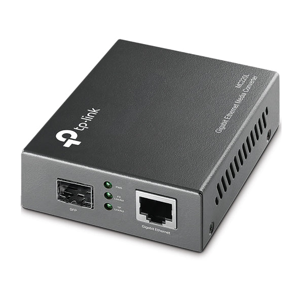 TP-Link MC220L Gigabit SFP to RJ45 Media Converter, 1x SFP Slot, 1x 10/100/1000 RJ45, Fiber to Ethernet, (MC220L)