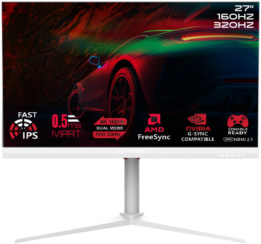 GameOn Switch X GOSX27W white 27-inch gaming monitor front view