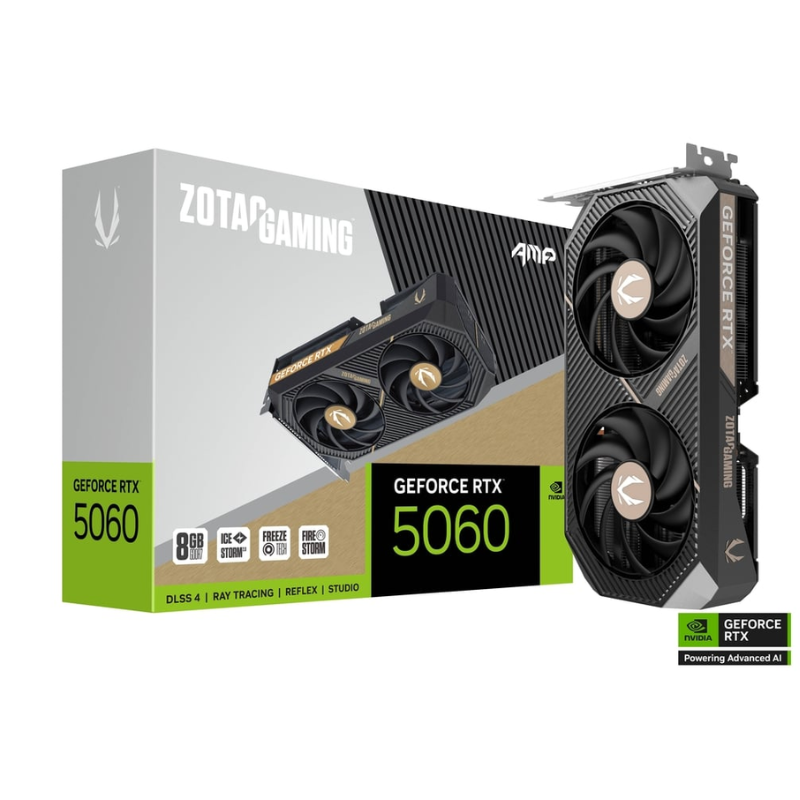 ZOTAC GAMING GeForce RTX 5060 AMP 8GB graphics card front view