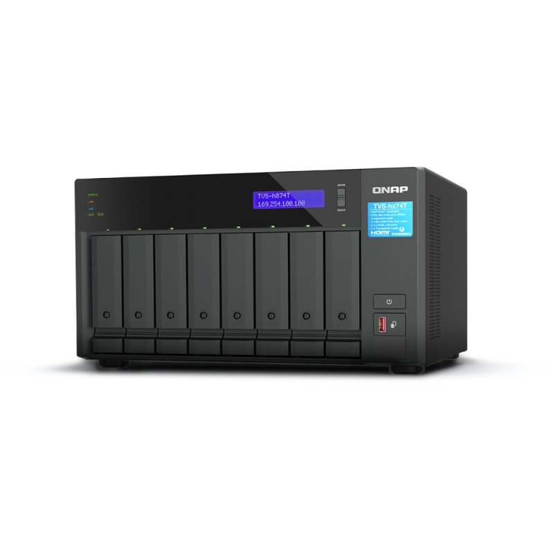 QNAP TVS-h874T-i7-32G 8-Bay Thunderbolt 4 NAS, Intel Core i7 12-Core, 32GB DDR4, 2x 2.5GbE, 2x M.2 PCIe Gen4, QuTS hero, (TVS-h874T-i7-32G)
