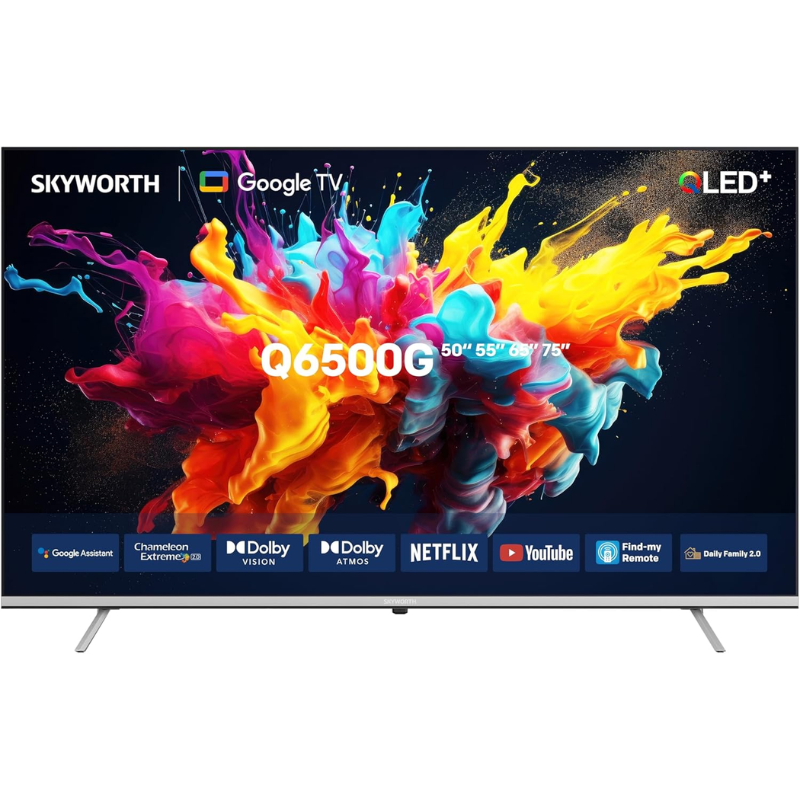 Skyworth 65Q6500G 65" 4K QLED Smart TV, Google TV, 60Hz, HDMI 2.1, Bluetooth, 2x12W, (65Q6500G)