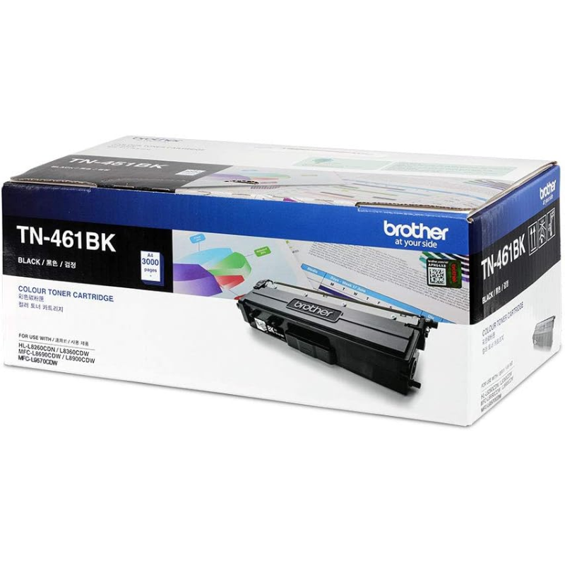 Brother TN-461BK Genuine Black Toner Cartridge, Standard Yield up to 3,000 Pages, (TN-461BK)