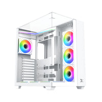 صندوق Xigmatek Aqua V Arctic، 7 مراوح ARGB، EN49088، أبيض للألعاب