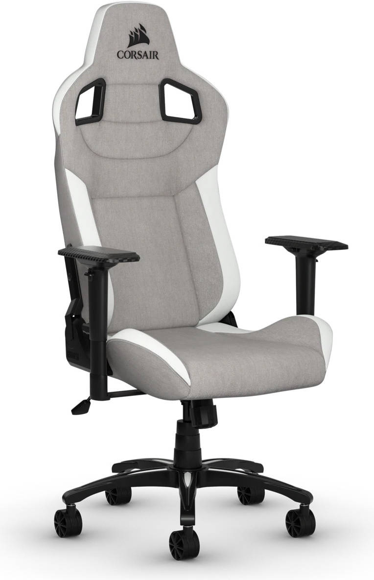Corsair T3 RUSH Fabric gaming chair grey/white front view
