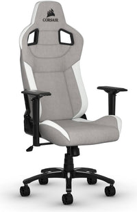 Corsair T3 RUSH Fabric gaming chair grey/white front view