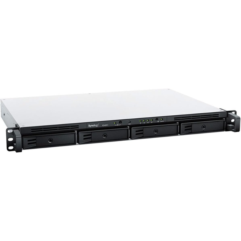 Synology RackStation RS422+ 4-Bay 1U Rackmount NAS, AMD Ryzen R1600 Dual-Core, 2GB DDR4 ECC, 4x 1GbE, PCIe Slot, Diskless, (RS422+)
