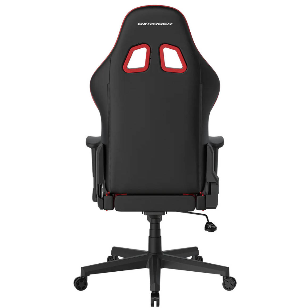 DXRacer Prince Series P132 Gaming Chair, PVC Leather, Steel Frame, Head & Lumbar Pillows, Black/Red, (GC-P132-NR-F2-158)