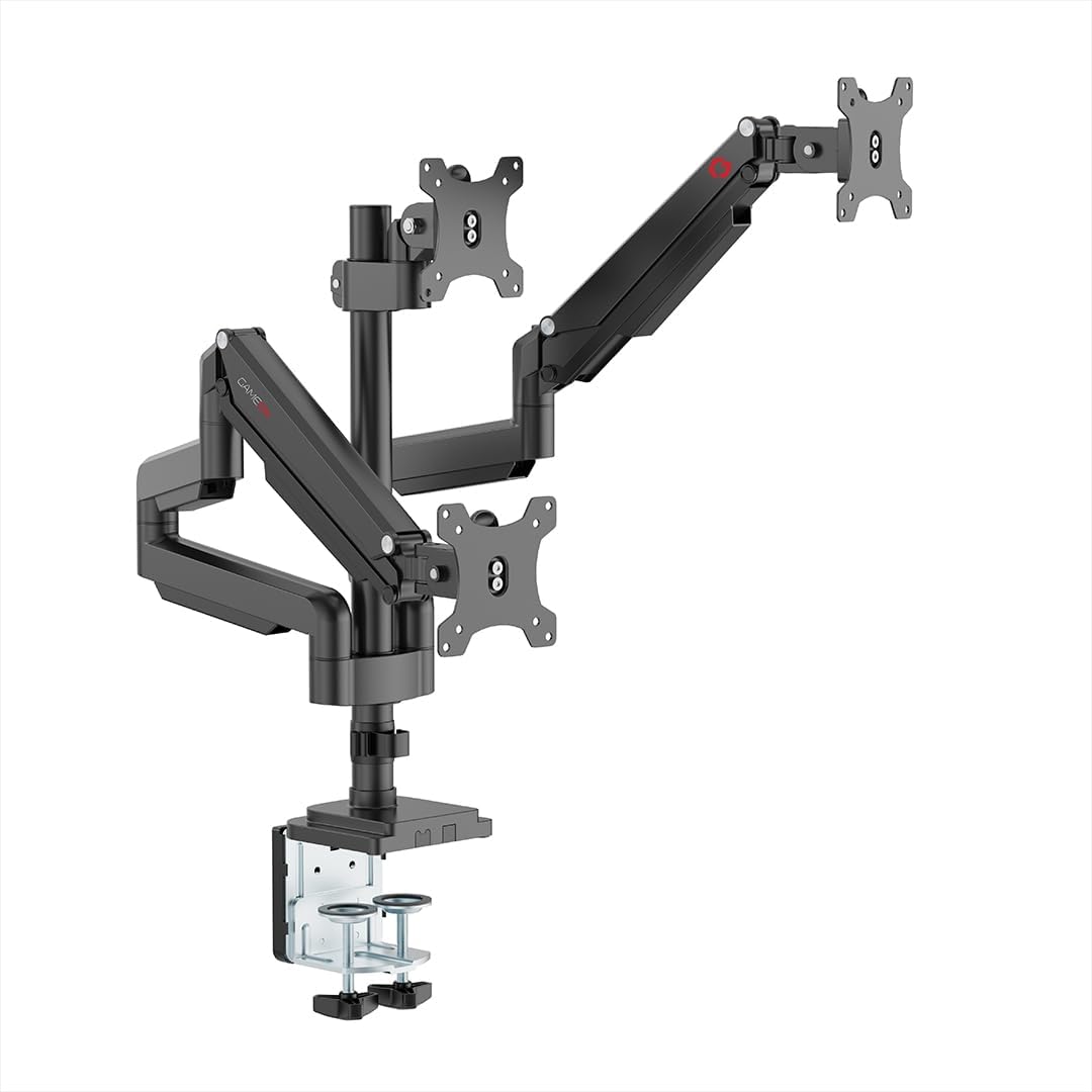 GameOn GO-5367 triple monitor arm black front view