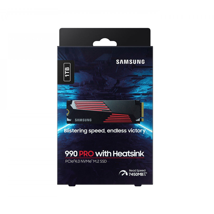 Samsung 990 PRO 1TB with Heatsink front view