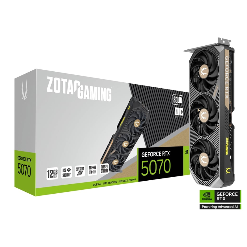 Graphics Card B50700J-10P Gaming GeForce RTX 5070 SOLID OC, 12GB, DDR 7, Black