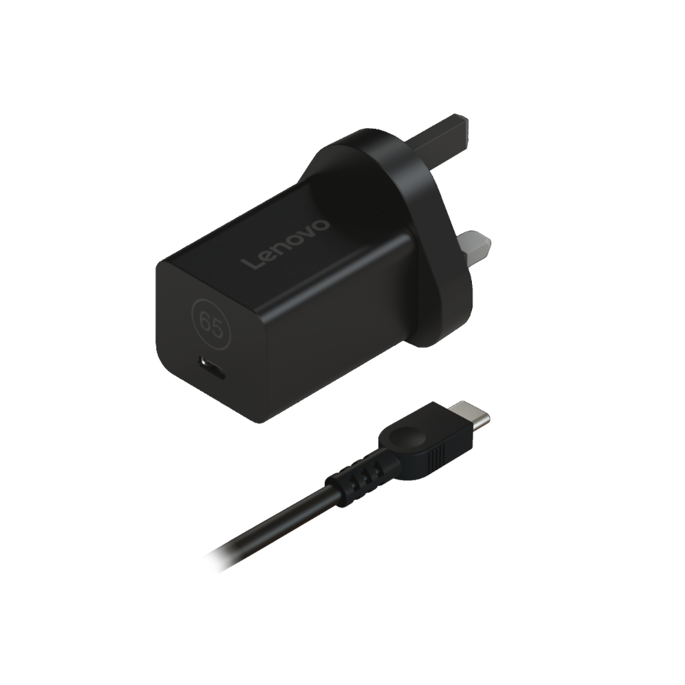Lenovo GaN Nano 65W USB-C Laptop Charger - Black (40AWGN65UK)