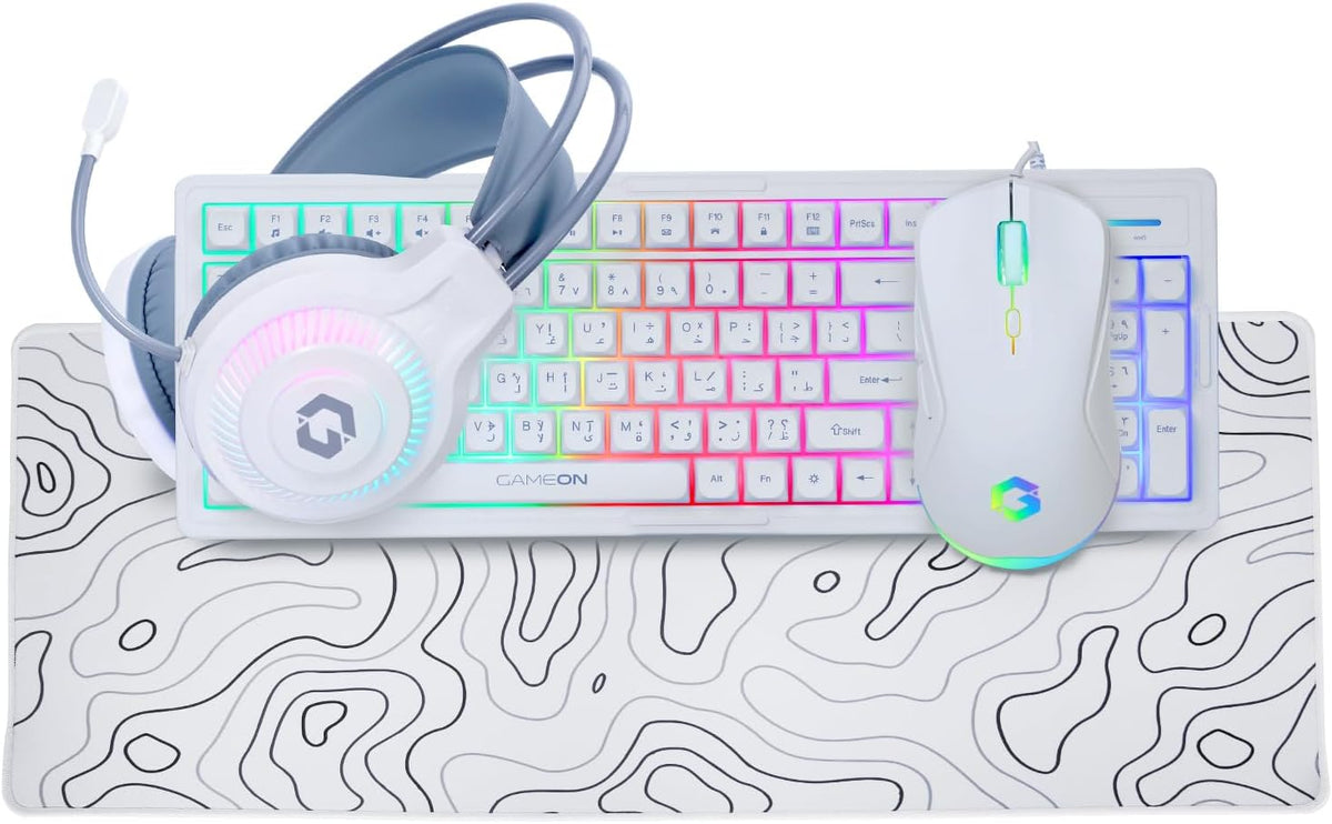 GAMEON CYPHERW XL 4-in-1 gaming bundle white front view