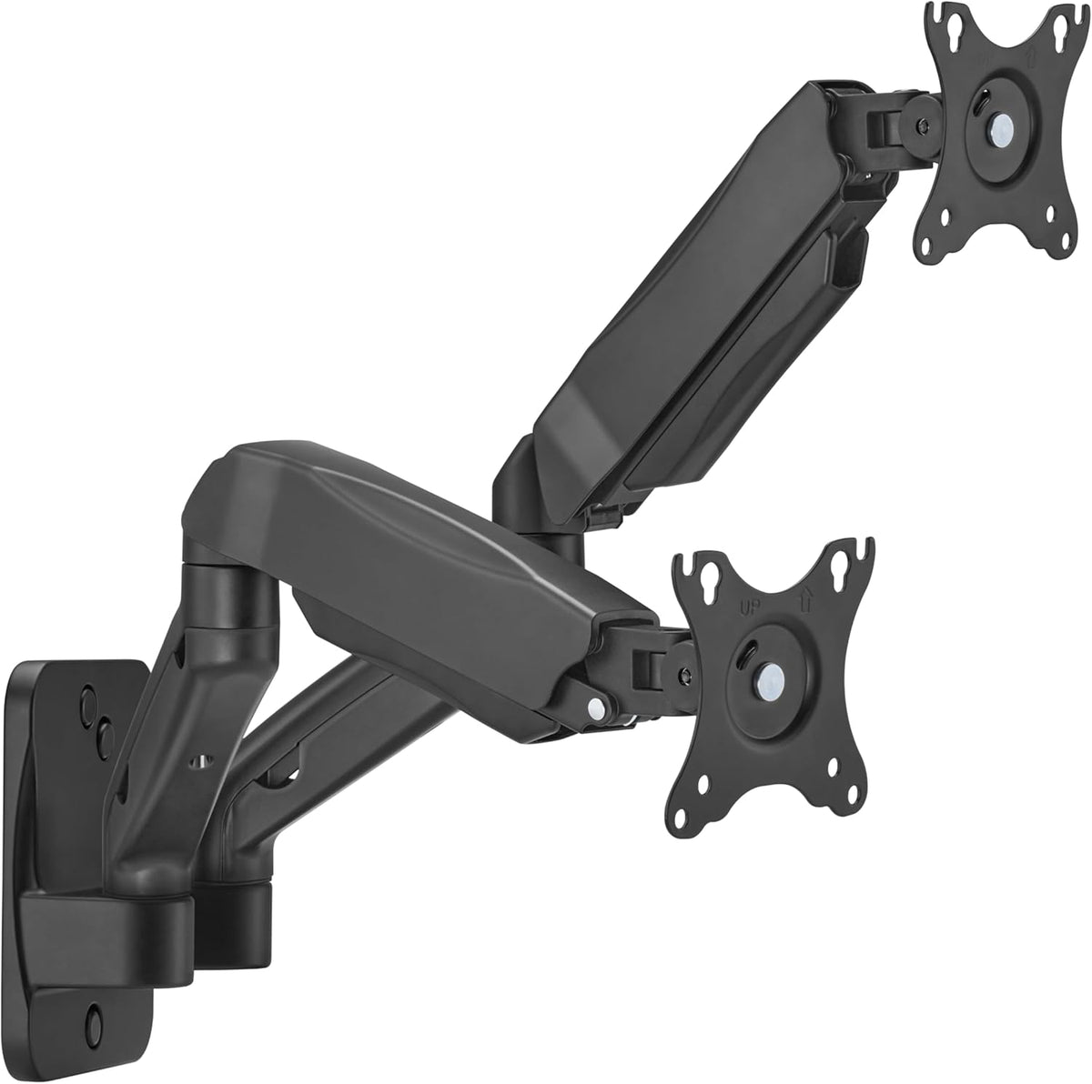 GameOn GO-5008 dual monitor wall mount arm black red front view