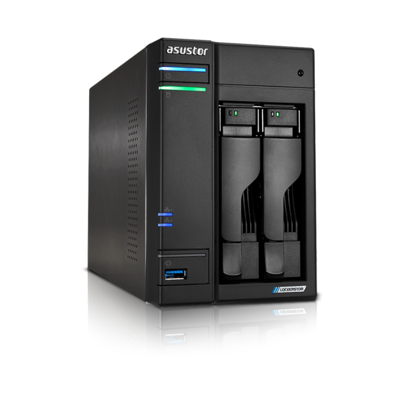 Asustor Lockerstor 2 Gen2 AS6702T 2-Bay NAS, Intel Celeron N5105 Quad-Core, 4GB DDR4, 2x 2.5GbE, 4x M.2 NVMe Slots, (AS6702T)