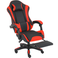 كرسي ألعاب SPEAR 51 SGCE001 أسود وأحمر مع مسند للقدمين 