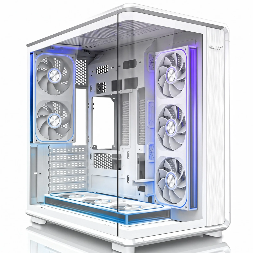 MAJESTY TITAN CASE-221 Mid Tower Gaming Case - 8 ARGB Infinity Fans, 360mm Radiator Support, USB Type-C, White