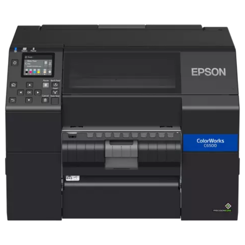 Epson ColorWorks C6500Pe 8" Color Inkjet Label Printer, Auto Peeler, 1200 x 1200 dpi, CMYK Pigment Ink, USB/Ethernet, (C31CH77202)