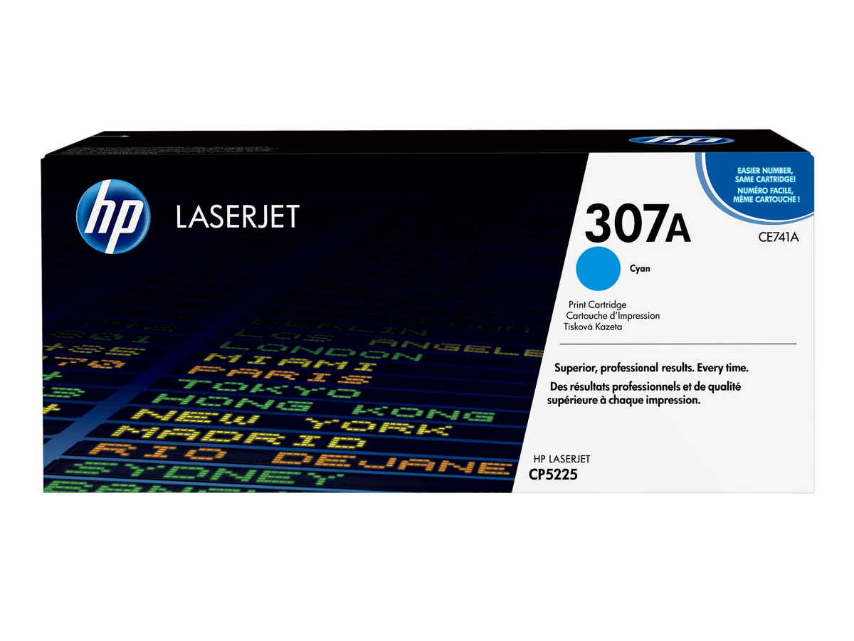 HP 307A Original LaserJet Toner Cartridge, Cyan, Up to 7,300 Pages, for HP Color LaserJet Professional CP5225 series, (CE741A)
