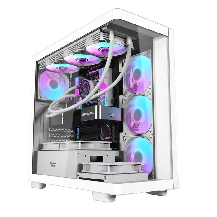 darkFlash DS900G white PC case front view