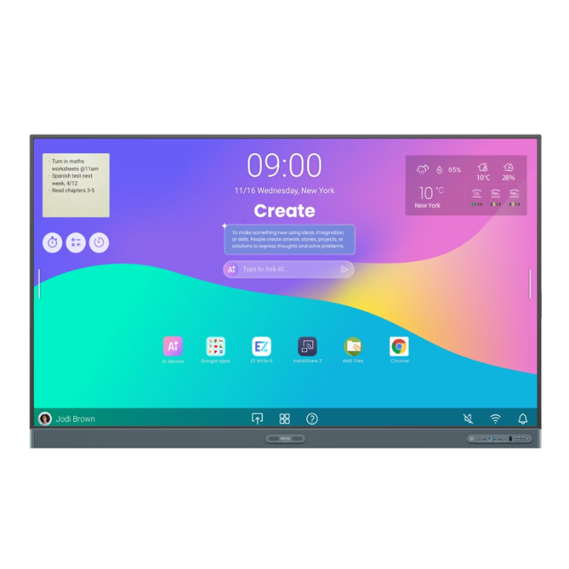 BenQ Board RE05A 65" Interactive Flat Panel, 4K UHD, Built-in Android, 50-Point IR Touch, 8GB RAM, (RE05A)