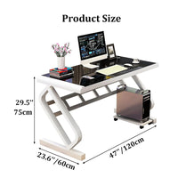 Strong Hand OD3 white glass gaming desk front view