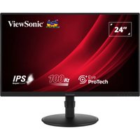 ViewSonic VG2408 24" Ergonomic Monitor, FHD 1920x1080, IPS, 100Hz, 5ms, HDMI/DP/VGA, USB Hub, Speakers, Height Adjustable, (VG2408)