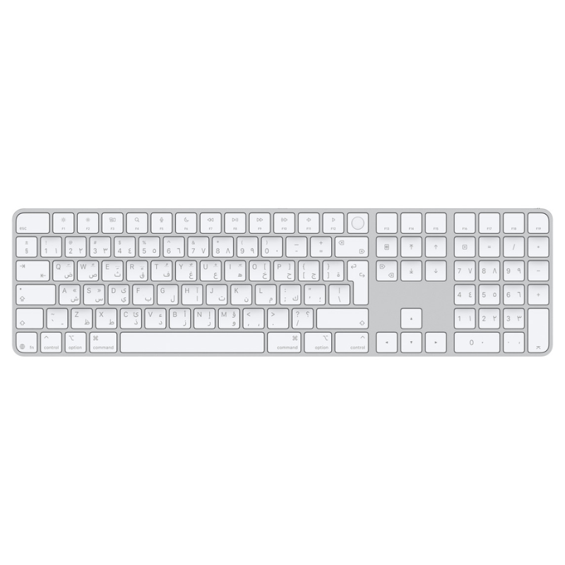 Apple Magic Keyboard with Touch ID and Numeric Keypad for Mac with Apple Silicon, Wireless, USB-C, Arabic/English, White, (MXK73AB/A)