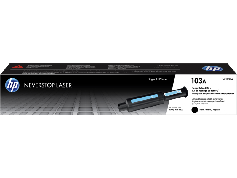 HP 103A Neverstop Toner Reload Kit, Black, 2,500 Pages, for HP Neverstop Laser, (W1103A)